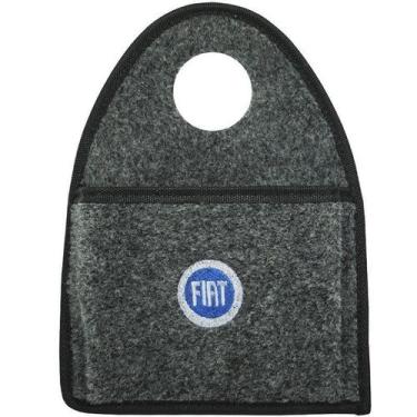 Imagem de Lixeira Lixinho Automotiva Carro Carpete Logo Bordado Fiat Azul para C