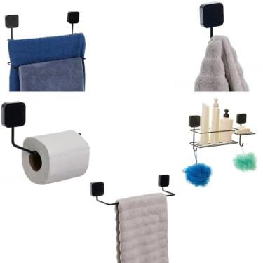 Imagem de Organizadores para banheiro 5 peças Preto Metaltru - Kit 06