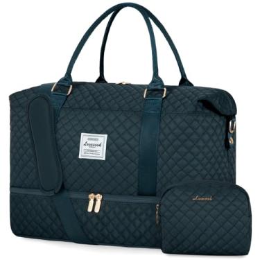 Imagem de LOVEVOOK Bolsa de viagem, bolsa de fim de semana para mulheres com compartimento para sapatos, bolsa de transporte noturna com bolsa de higiene pessoal, bolsa de ginástica com bolso molhado, bolsas