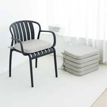 Imagem de Helios&Hestia Almofadas de cadeira de jantar internas com laços para cozinha, almofadas de assento externas com capa removível, fundo antiderrapante, impermeável, espuma de alta resistência, 43 x 40 x