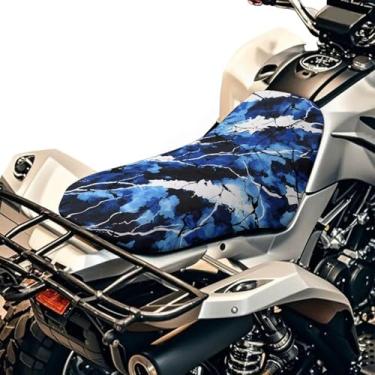 Imagem de Qpednta Capa de assento de quadriciclo azul camuflagem macia impermeável quatro rodas tecidos elásticos acessórios ATV compatível com Polaris Sportsman Polaris Scrambler Honda Rancher