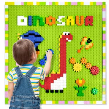 Imagem de Sinpedex Blocos de construção na parede ou mesa: 8 peças de 50 x 25 cm placas de base autoadesivas 572 peças compatíveis com todas as principais marcas - DIY Fun Creative Build on Wall and Desk