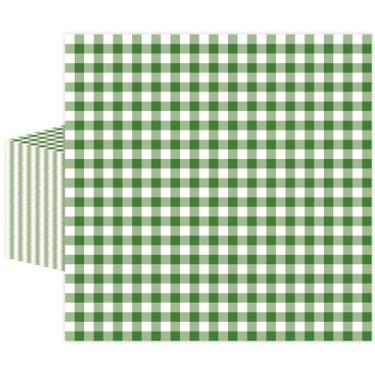 Imagem de 50 guardanapos de papel guingão verde, descartável, verde e branco, guardanapo de almoço xadrez, jantar, bebida, guardanapo para piquenique, bebê e chá de panela, casamentos, decorações de festa de
