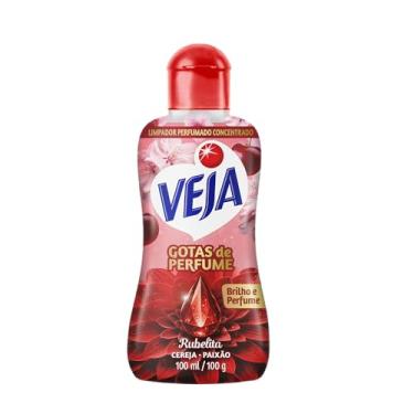 Imagem de Veja Gotas de Perfume Rubelita Cereja Limpador Perfumado Concentrado 100 ml