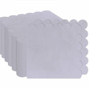 Imagem de RINDOJIN 100 guardanapos de 2 camadas de prata recortados dobrados 12,7 x 12,7 cm, guardanapos de papel descartáveis para jantar, casamento, festa de aniversário, guardanapos de bebidas prateados