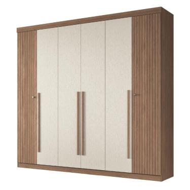 Imagem de Guarda Roupas Casal Detalhes Frisados Com 6 Portas 4 Gavetas Buriti Andirá Madeirado / Areia