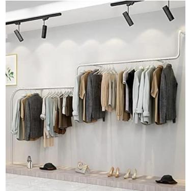 Imagem de Rack De Roupas Montado Na Parede Dourada, Cabide De Casamento Industrial Moderno Para Loja De Roupas, Rack De Exibição De Loja De Roupas Boutique Criativa, Grande Capacidade, Silver, 350cm