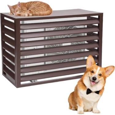 Imagem de Tela De Cerca De Ar Condicionado Liga De Alumínio Ac Cerca De Privacidade Painel De Tela Redução De Ruído Anti-roubo Mantenha O Jardim Arrumado, Brown, 110cm