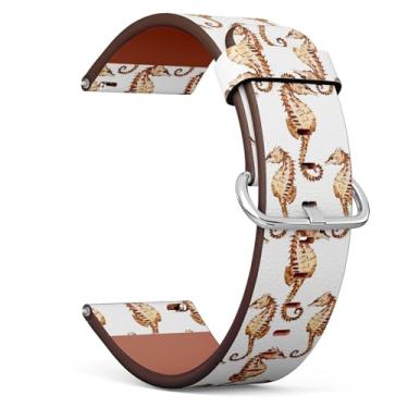 Imagem de MRAKPLGE Pulseira de relógio, estampa cavalo marinho vermelho aquarela, compatível com Garmin Vivomove 5/3 / HR/Luxe/Sport/Style/Trend, Garmin D2 Air/Air X10, 20 mm, pulseira de couro vegano de