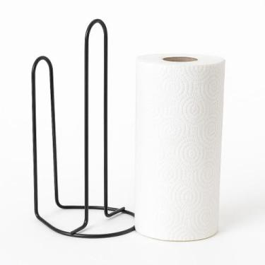 Imagem de Suporte de Papel Toalha Aramado Preto  Porta Rolo de Cozinha Moderno e