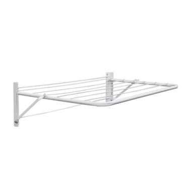 Imagem de Varal Retrátil Dobrável De Parede 69 ou 84 cm Para Apartamento Em Aço Carbono Pintura Anticorrosiva(Branco,84 Centímetros)