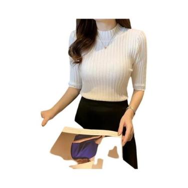 Imagem de Blusa De Malha Feminina De Verão Com Manga Curta, Top Pullover Fashion