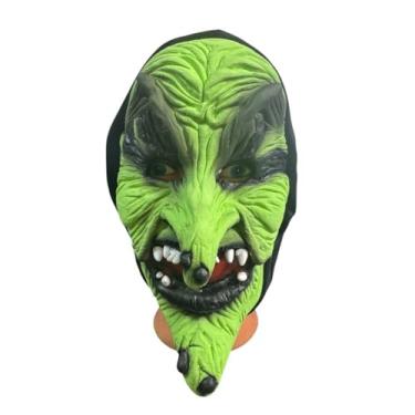 Imagem de Fantasia Mascara de Bruxa verde assustadora com capuz terror