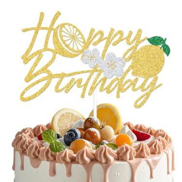 Imagem de LANKBACK Topo de bolo de feliz aniversário limão