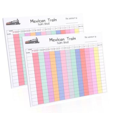 Imagem de 2pçs Blocos Pontuação de Trem Mexicano, 120 Folhas Papel Impresso Transparente Rastreador Pontuação de Jogo Dominó com Pé Galinha Colorido para Adultos e Crianças