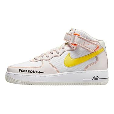 Imagem de Nike Tênis feminino Air Force 1 Mid '07 Couro Branco 366731-100, Branco Opti Amarelo Pérola Rosa, 39