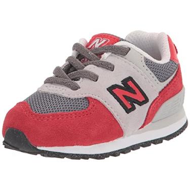 Imagem de New Balance Tênis infantil unissex 574 V1 Bungee, Verdadeiro vermelho/alumínio claro, 6 Toddler