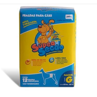 Imagem de Fralda Descartável SuperSecão para Cachorro Macho, Tamanho G, 12 Unidades, Cintura 60-80cm