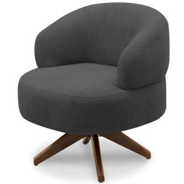 Imagem de Poltrona Decorativa Giratória Sala de Estar Living Seven F04 Bouclê Grafite - Lyam Decor