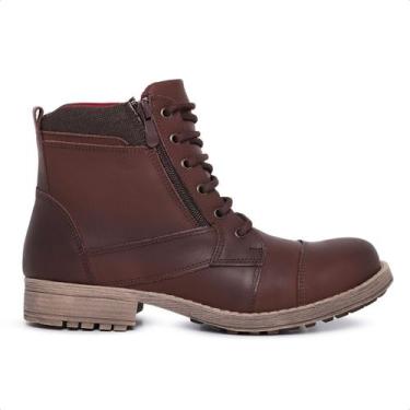 Imagem de Bota Masculina Coturno Couro Casual Adventure Marrom - Hype, 39, Marro