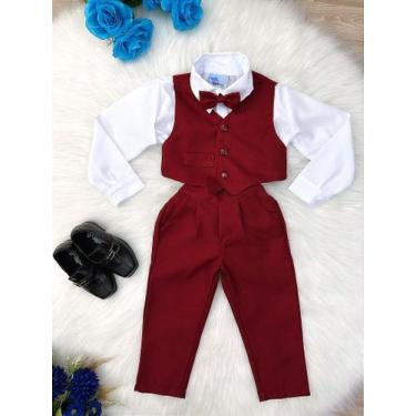 Imagem de Conjunto Social Infantil Camisa Branca com Colete e Calça com Gravata 