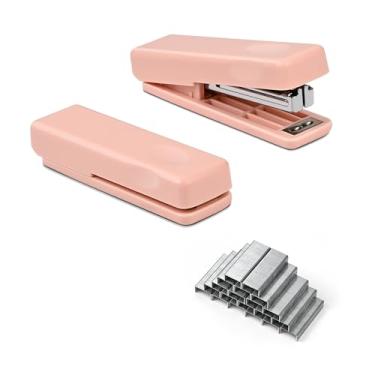 Imagem de Valtiner 2 mini grampeadores com 2000 grampeadores, pequenos grampeadores fofos para mesa, capacidade para 20 folhas, sem atolamento, grampeador portátil para material escolar de escritório (rosa)