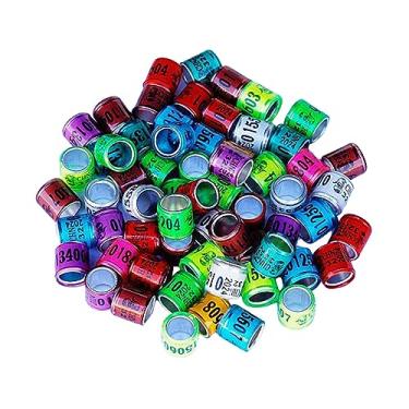 Imagem de Baoblaze 100 anéis para pés de pombo, 2024, identificação leve, numerada de 8 mm, para pássaros pequenos, pombo, pato, pombo, várias cores