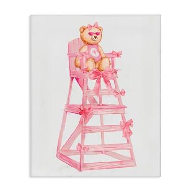 Imagem de Stupell Industries Arte de parede em tela salva-vidas de urso de pelúcia, design de Ziwei Li, 76 x 61 cm
