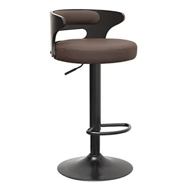 Imagem de Cadeira de bar de couro PU fosco cadeira de bar sala de estar móveis de cozinha encosto alto banco de bar europeu bar giratório levantamento bar bar bancos ajustáveis (cor: F)
