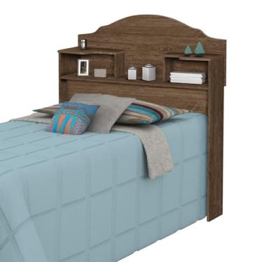 Imagem de Cabeceira Solteiro para Cama Box Evelyn com Nichos, 95 x 107 x 23 cm (MOCACCINO)