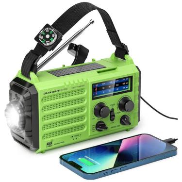 Imagem de OnLyee Lanterna LED Rádio FM USB Carregamento via Solar, Manivela