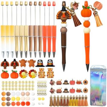 Imagem de JNwhy Canetas esferográficas com contas, tinta preta, ponta média, multicoloridas, 12 peças (Dia de Ação de Graças)