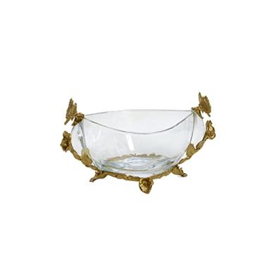 Imagem de Tigela de frutas, tigela de fruta, grande, vidro transparente, retrô, arte artesanal, estátua de latão, sala de estar, restaurante, decoração, prato de frutas, tigela de doces, cesta de frutas