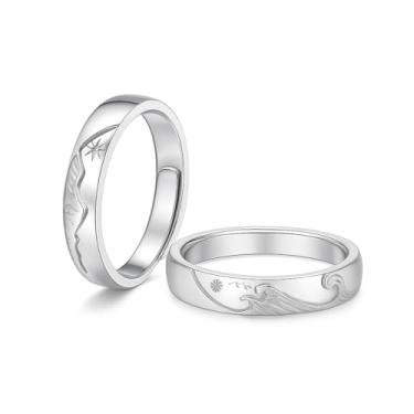 Imagem de JOALLI Aliança de namoro Presente Feminino Presente Masculino Anel Masculino Prata Anel Prata 925 Feminino Ajustador de Anel de Namoro Aliança Ajustável