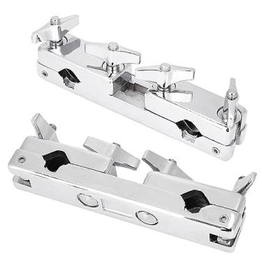 Imagem de RiToEasysports Suporte de Conjunto de Tambor de Ferro Profissional, Suporte de Percussão de Barra, Braçadeira de Tambor Finamente Trabalhada para Conexão de Cowbell, Design de Prata Brilhante