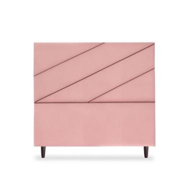 Imagem de Cabeceira de Casal Queen Cristal 160 cm Suede Rosa - Tifanny Decor