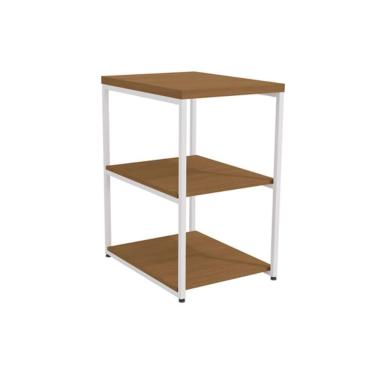 Imagem de Mesa Lateral P- Sala Industrial Li004 C- 3 Prateleiras Canela-branco - Kappesberg