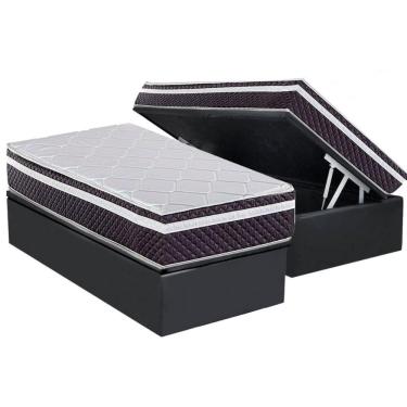 Imagem de Conjunto Box Baú Solteiro: Colchão Molas Herval Ensacadas C1789 + Base Crc Suede Gray (88x188)