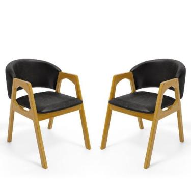 Imagem de Kit Com 2 Cadeiras Agatha Madeira Maciça Estofada Para Mesa De jantar 