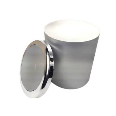 Imagem de Lixeira Basculante 5 Litros Cinza Cromada Redonda de Banheiro Cozinha 