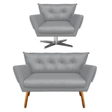 Imagem de Kit 1 Namoradeira e 1 Poltrona Giratória Anitta material sintético Cin