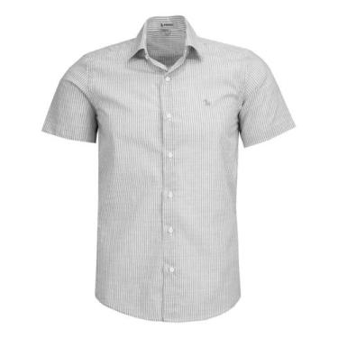 Imagem de Camisa Listrada Social Manga Curta Amil Algodão 1910, Preto, 3