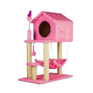Imagem de Arranhador para Gatos Casa Dois Andares com Rede e Brinquedo Cat Londo