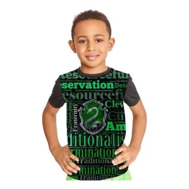 Imagem de Camiseta Infantil Harry Potter Slytherin Ref:396 - smoke, Preto, 8