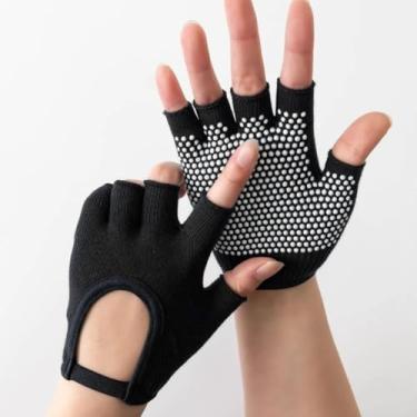 Imagem de Luvas femininas de algodão, fitness, meio dedo, respiráveis, para ciclismo, atividades ao ar livre, pilates, esportes