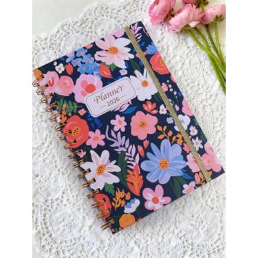 Imagem de Agenda semanal e mensal de capa dura, agenda semanal e mensal, A5 (15,2 cm x 20,3 cm), caderno de calendário diário, organizador escolar universitário para estudantes, professores, azul escuro