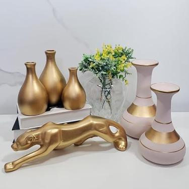 Imagem de Conjunto 6 PeçAs Kit Enfeite CerâMica Vasos Sala Completo Decorativas Trio Rack Centro Mesa Cozinha Jarros Decorativos Para Sala DecoraçãO(ZIFE NUDE PANTERA DR G DR)