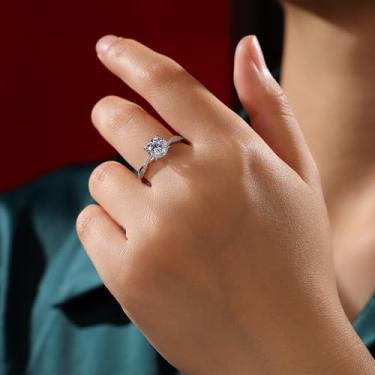 Imagem de Anéis banhados a ouro branco para mulheres - Aliança delicada redonda Aaa Cubic Zirconia, moda hipoalergênica, impermeável, não mancha, presentes de casamento, joias modernas, tamanho do anel 4-11