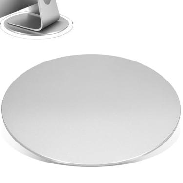 Imagem de Base Giratória do Monitor de Rotação de 360°, Prata Liga de Alumínio Monitor de Tela de Computador Suporte Giratório, 22 * 22 * 0.5CM, com Base Giratória de Silicone Antiderrapante