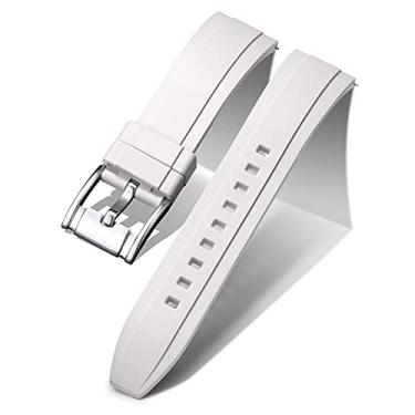 Imagem de BINLUN Pulseiras de silicone de liberação rápida de substituição de relógio pulseiras de borracha 20 mm 22 mm 24 mm pulseiras inteligentes para homens e mulheres pulseiras esportivas à prova d'água (branco, 19 mm)